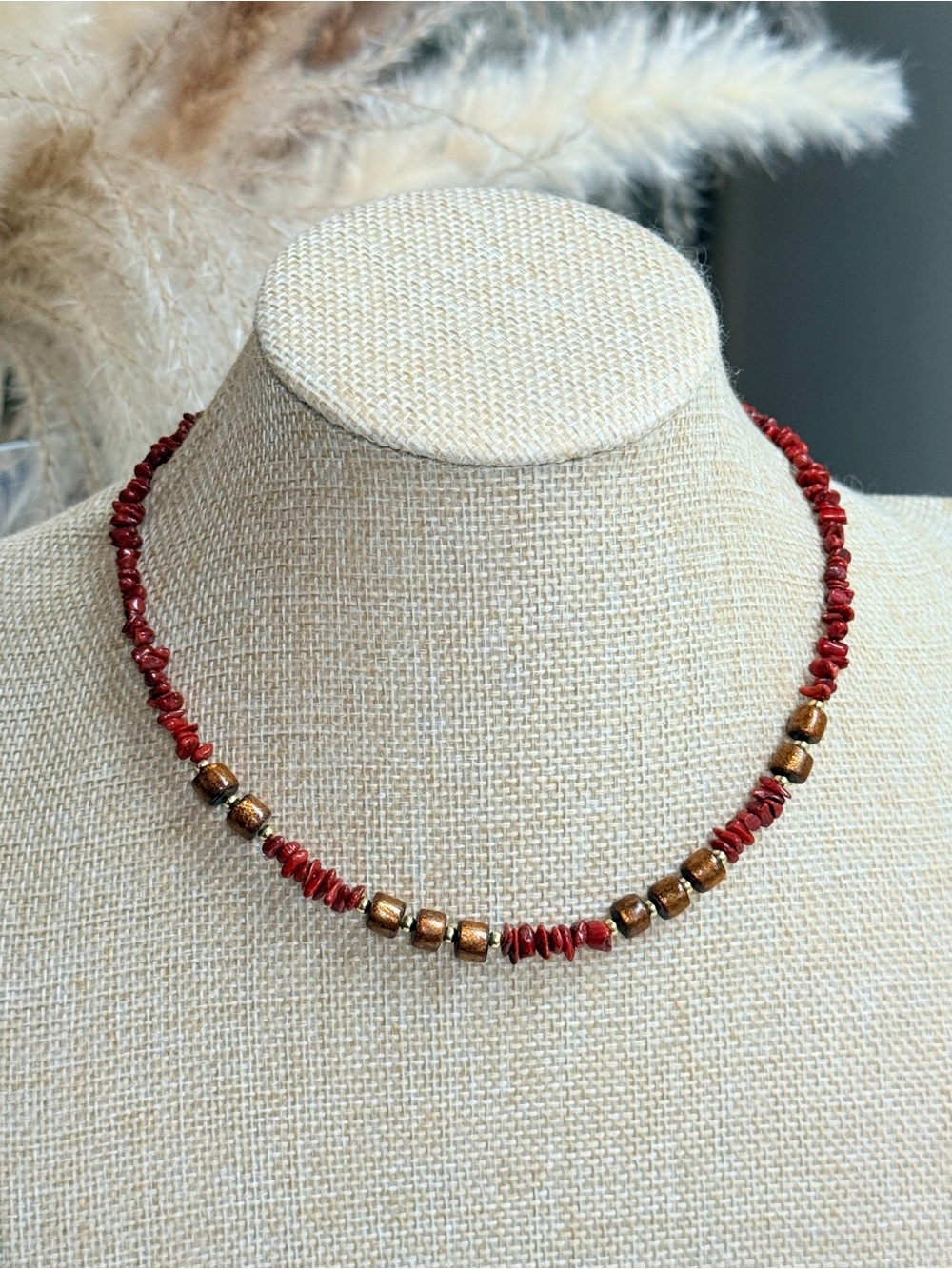 Mermaid’s Buffet Red Coral & Sea Whip Necklace Coastal Beach Jewelry Unisex
